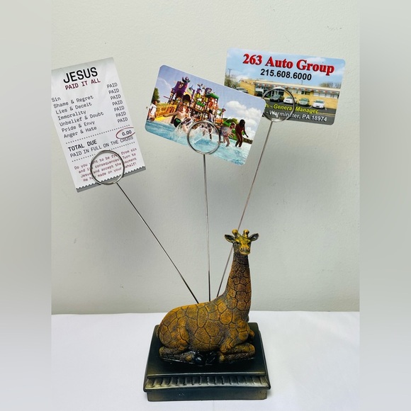 Giraffe Card Photo Holder Office Desk - Picture 1 of 7